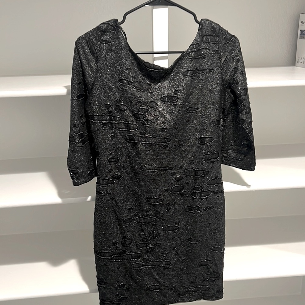 Metallic distressed cocktail dress